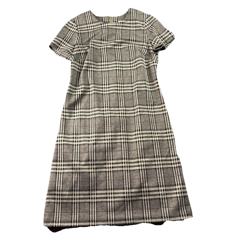CALVIN KLEIN PETITE PLAID JACQUARD SHORT-SLEEVE SHEATH DRESS SIZE‎ 4P